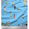 thumbnail image 1 of Soimoi Blue Poly Georgette Fabric Human Group Fabric Prints By Yard 52 Inch Wide, 1 of 3