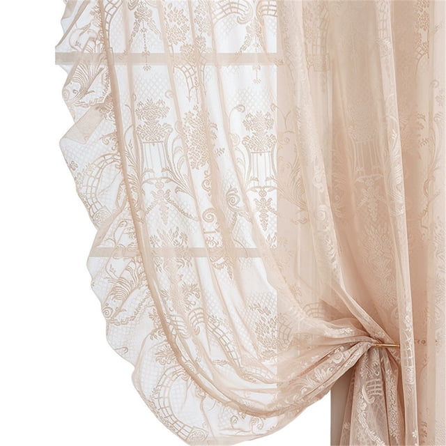 Lace Curtains 86 Inches Long Country Rustic Sheer Curtains for Living Room Bedroom Autumn Drapes Rod Pocket Light Filtering Lace Curtain for Dining Room Fall Decor, 55x86in