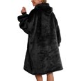 thumbnail image 3 of Indoor Outdoor Use Wearable Blanket, Cozy Gift For Friends With Elastic Cuffs At Sleeve Ends, Soft Microfiber Hooded Blanket For Ultra Warm Comfort, Oversized Sherpa Blanket, 3 of 5