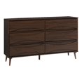 thumbnail image 1 of Commode en Bois Massif de 58 Po à 6 Tiroirs avec Détails Incurvés sur le devant - Noyer, 1 of 6