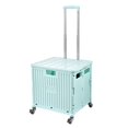 thumbnail image 1 of Rolling Crate Foldable Shopping Cart Rolling Pull Cart Shopping Cart Trolley Storage Box Adjustable Portable Foldable Portable Supermarket Shopping Cart With Wheels Blue, 1 of 1