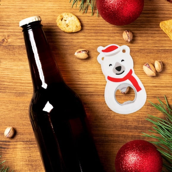 Pompotops Décorations de Noël Intérieur Extérieur, Décoration de Noël Ouvre-Bouteille de Bière Motif Dessins Animés Ouvre-Bouteille de Vin en Acier Inoxydable Ouvre-Bouteille Ménager Autocollants Magnétiques pour Réfrigérateur