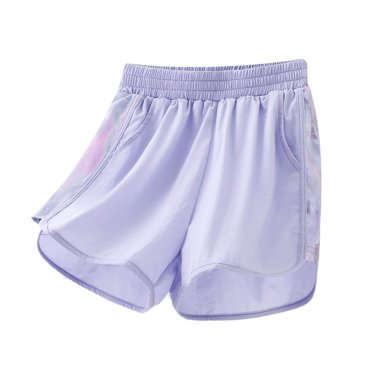 Mrzvby Summer Thin Breathable Shorts for Girls Quick Dry Elastic Waist Shorts Running Sports Shorts Patchwork Casual Loose Sports Shorts