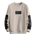 thumbnail image 1 of PMUYBHF Chandails en Molleton pour Hommes Sans Capuche Fermeture Éclair Complète Chandail en Molleton Patchwork Col Rond Manches Longues Léger Décontracté Chandail d'Entraînement pour Hommes Chandails en Molleton Graphiques Marron, 1 of 3