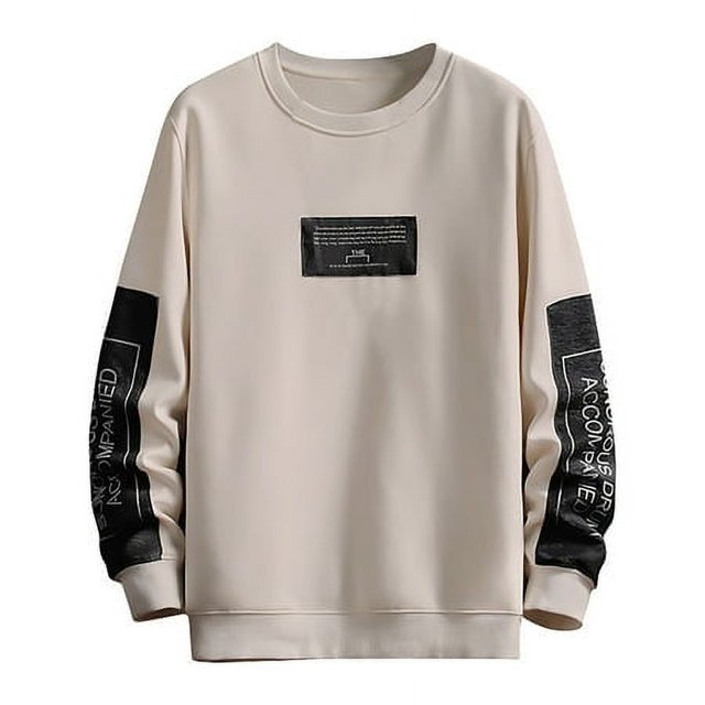 PMUYBHF Chandails en Molleton pour Hommes Sans Capuche Fermeture Éclair Complète Chandail en Molleton Patchwork Col Rond Manches Longues Léger Décontracté Chandail d'Entraînement pour Hommes Chandails en Molleton Graphiques Marron