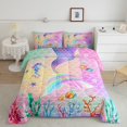 thumbnail image 2 of YST Mermaid Comforter Set Twin Size Rainbow Pink Mermaid Tail Printed Pattern Bedding Comforter Sets, Mermaid Fish Scale Bedding Set for Teens Girls Bedroom All Season(Rainbow,Queen 3Pcs), 2 of 6