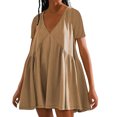 thumbnail image 1 of Jusqu'à 65 % de Rabais! Robes d'Été Mode pour Femmes 2024 Grande Taille Couleur Unie Robe à Manches Courtes, 1 of 5