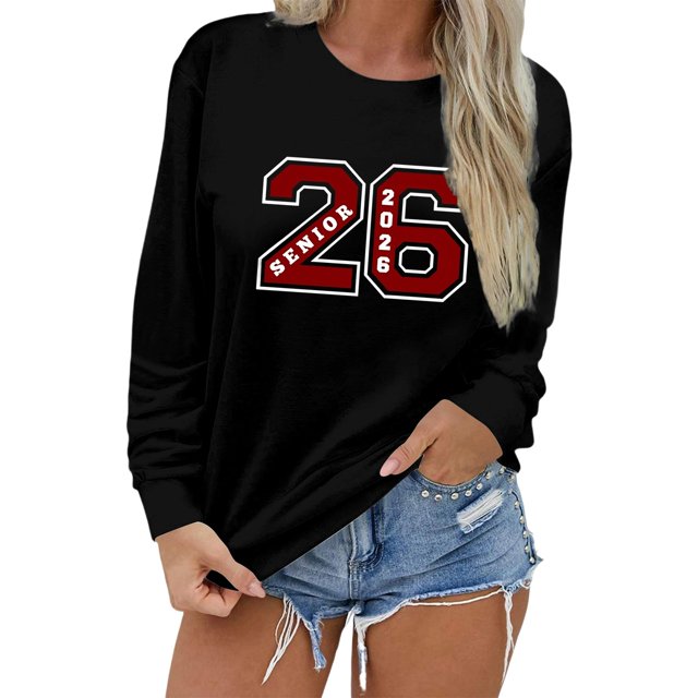 Chandail pour Femme de Base d'Automne, Chandail Molletonné à Enfiler avec Imprimé de Lettres, Col Rond, Haut Superposé, Coupe Confortable, Chandail de Sport Femme Noir TTG