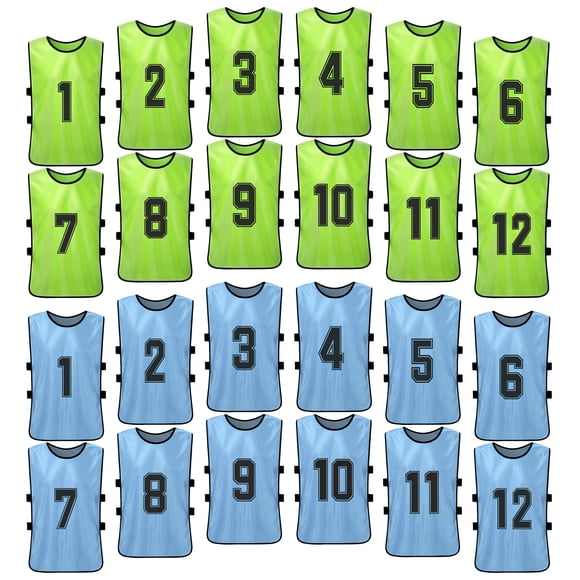 Numbered 24PCS Football Pinnies Quick Drying Soccer Jerseys Youth Sports Scrimmage Basketball Team Training Numbered Bibs Practice Sports Vest