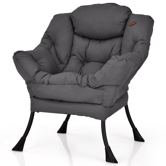 Costway Fauteuil de Repos Moderne en Tissu de Polyester Fauteuil une Place Gris avec design Capitonné et Pochette Latérale. Comprend un Siège, un Dossier et des Accoudoirs Rembourrés en Tissu de Polyester Respirant. Soutenu par un Cadre en Acier Enduit de Poudre avec Capuchons de Pieds en Plastique Antidérapants pour la Stabilité. Compact et Léger, Convient aux Salons, Chambres Ou Bureaux. Dimensions : 31,5 Pieds' x 29 Pieds' x 38 Pieds' (L x L x H).