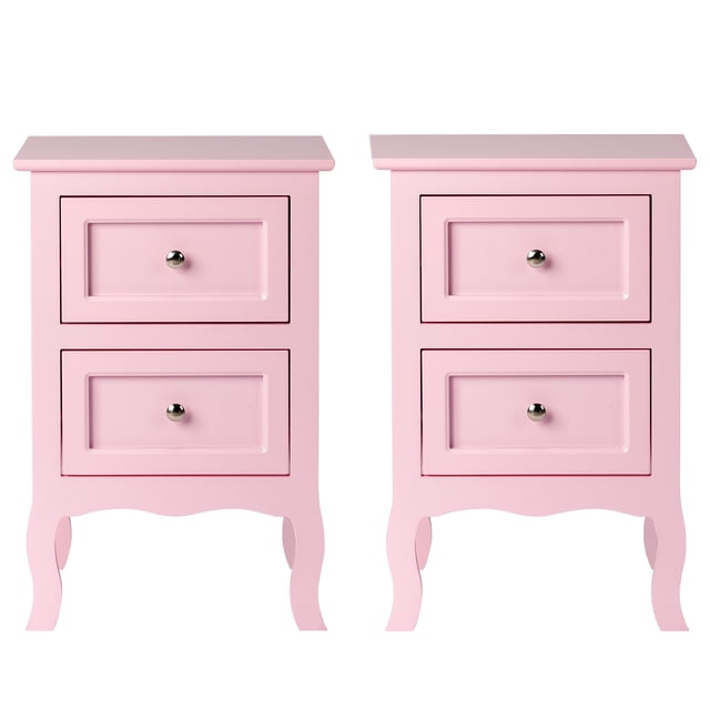 Ktaxon Set of 2 Nightstand, Side Table Night Table,Pink