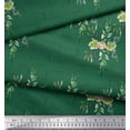 thumbnail image 2 of Soimoi Green Silk Fabric Square & Leaves Print Sewing Fabric Yard 44 Inch Wide, 2 of 3