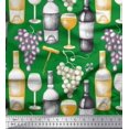 thumbnail image 1 of Soimoi polyester Crepe Fabric Grapes,Wine Glass & Bottle Print Fabric by the Yard 52 Inch Wide, 1 of 3