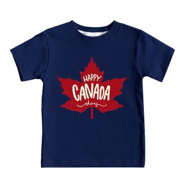 WEAIXIMIUNG Boys T-Shirts Size 14-16 Youth Children's Summer Short Sleeve T Shirt Canada International Day Maple Leaf Letter Print Comfortable Loose Tops Children's Clothing