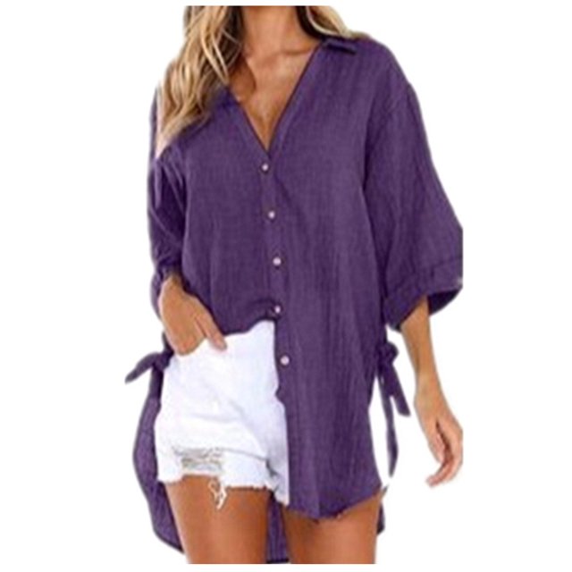 Birdeem T-Shirt Décontracté Mode Femme Col en V Manches Courtes Ample