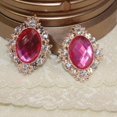 thumbnail image 3 of 10x Crystal Rhinestone Button Flatback Cabochon Embellishments Fushcia 30x25mm, 3 of 7