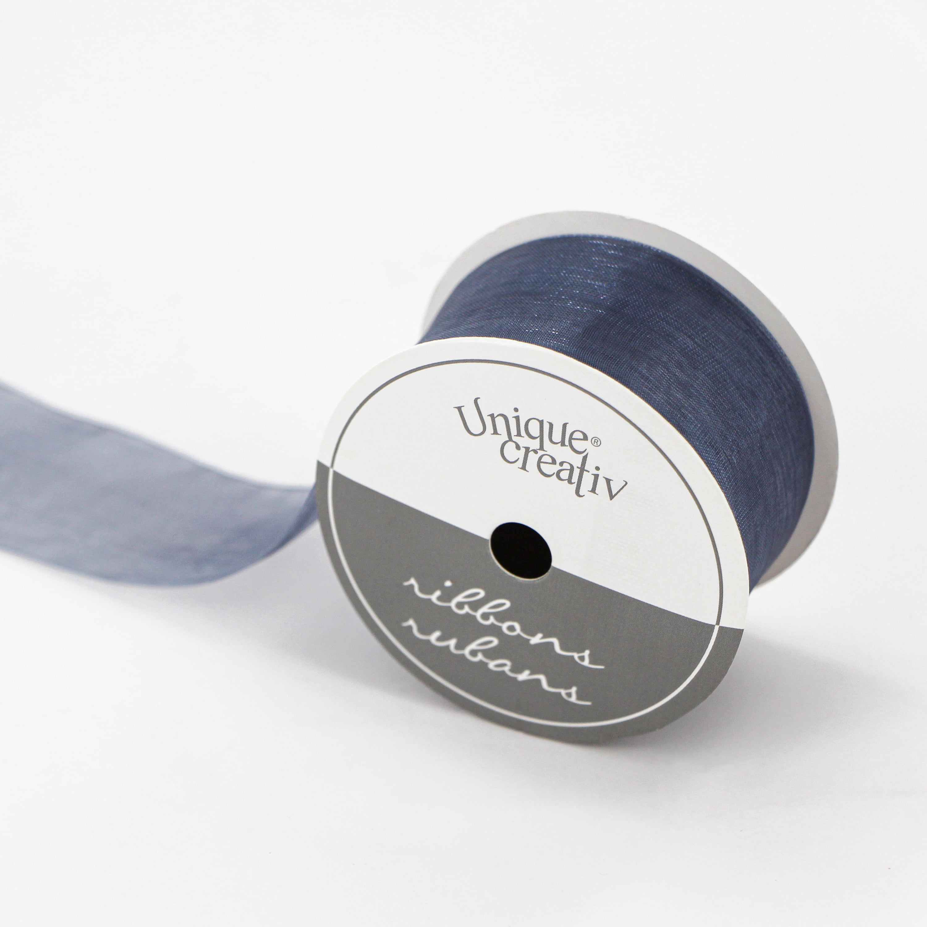 UNIQUE CREATIV, ruban, organza, gris, 38 mm × 2.7 m (1.5" × 9 pi)