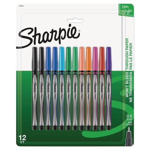 Sharpie Pens, Felt Tip, Fine Point (0.4 mm), Assorted Colours