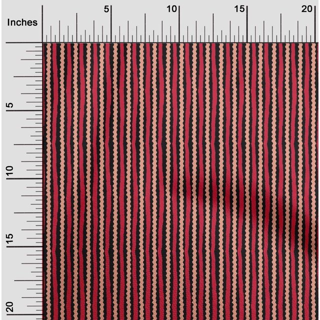 oneOone Silk Tabby Fabric Stripe Block Print Fabric BTY 42 Inch Wide