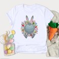 thumbnail image 2 of Pompotops Women's Fashion Easter Rabbit Wreath Print O-Neck Loose Short Sleeve Blouse Top, 2 of 5