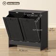 thumbnail image 3 of kleankin Armoire de Rangement pour Lessive à Bascule avec Paniers à Linge à 2 Compartiments, Noir, 3 of 10