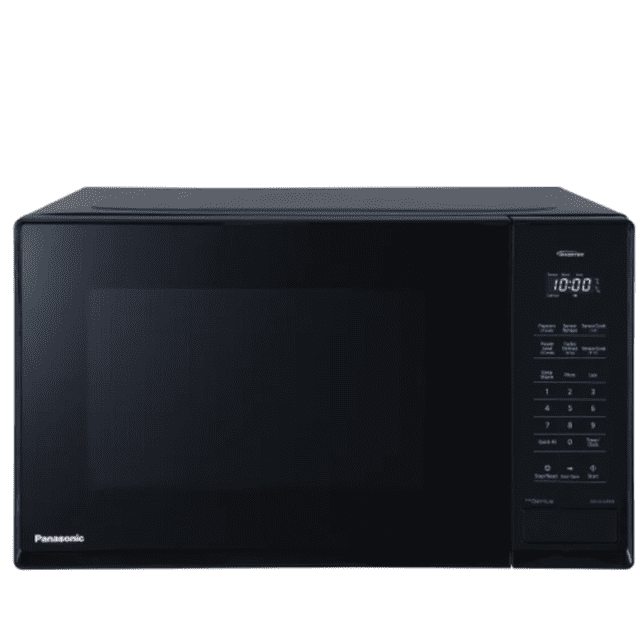 Panasonic Micro-Ondes à Onduleur de 1,3 Pi3 (NNSC64MBC) en Noir avec Porte en Verre Fumé. Comprend une Puissance de Cuisson de 1 200 W, des Commandes Tactiles, la Technologie Inverter®, 15 options de Cuisson avec Capteur Genius®, un Décongélation turbo et un Capteur de Maïs Soufflé. le Micro-Ondes a Aussi un Verrouillage Enfant pour la Sécurité et un design Élégant pour le Comptoir.