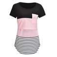 thumbnail image 4 of 2025 Hauts de Maternité à Manches Courtes Unis pour Femmes Col Rond à Rayures Imprimées Pantalons de Maternité Grande Taille Hauts d'Allaitement T-Shirt Blouses de Maternité pour, 4 of 4
