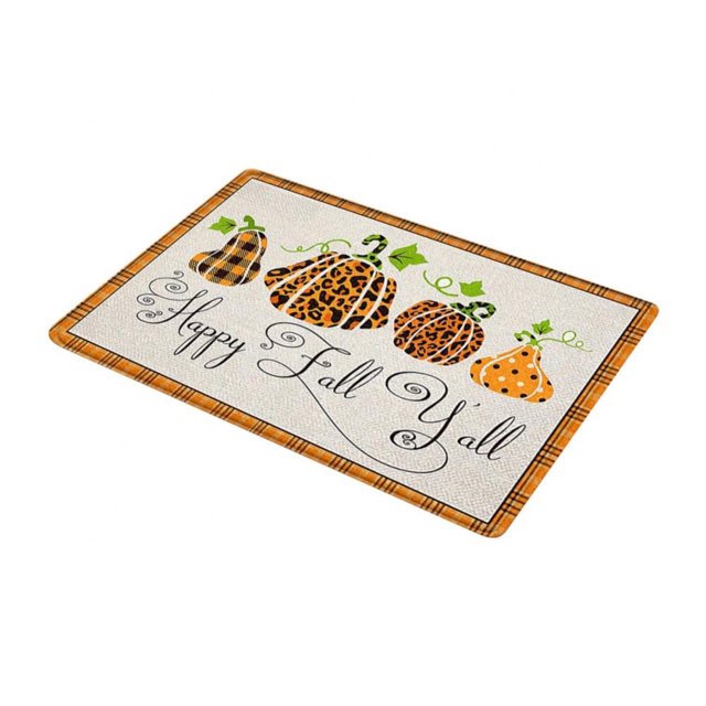 Fall Door Mat Outdoor Give Thanks Fall Welcome Mat Decoration Autumn Harvest Pumpkin Thanksgiving Doormat Fall Entrance Non Slip Rug Mats 31.5x20in