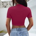 thumbnail image 4 of AherBiu Hauts Courts pour Femmes Haut de Sortie T-Shirts Chemises Manches Courtes Col Rond Ajusté Confortable T-Shirt Basique, 4 of 6