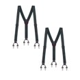 thumbnail image 1 of Buyless Fashion Bretelles Formelles pour Hommes en Sergé de Satin, Lot de 2 - Dos en Y Ajustable à 6 Pinces de 48 Pouces - Bout en Cuir de 1 1/4 Pouces, 1 of 7