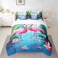 thumbnail image 2 of YST Flamingo 7-Piece Comforter Set, Full Size, Pink Animal Watercolor Cartoon Theme, Polyester, 2 of 5