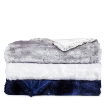 Hudson Park Collection Jeté en Fausse Fourrure Lynx, Blanc, 50 Pouces x 70 Pouces