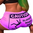 thumbnail image 1 of Women High Waist Letter Print Elastic Short Pants Hip-Hop Shorts, 1 of 6
