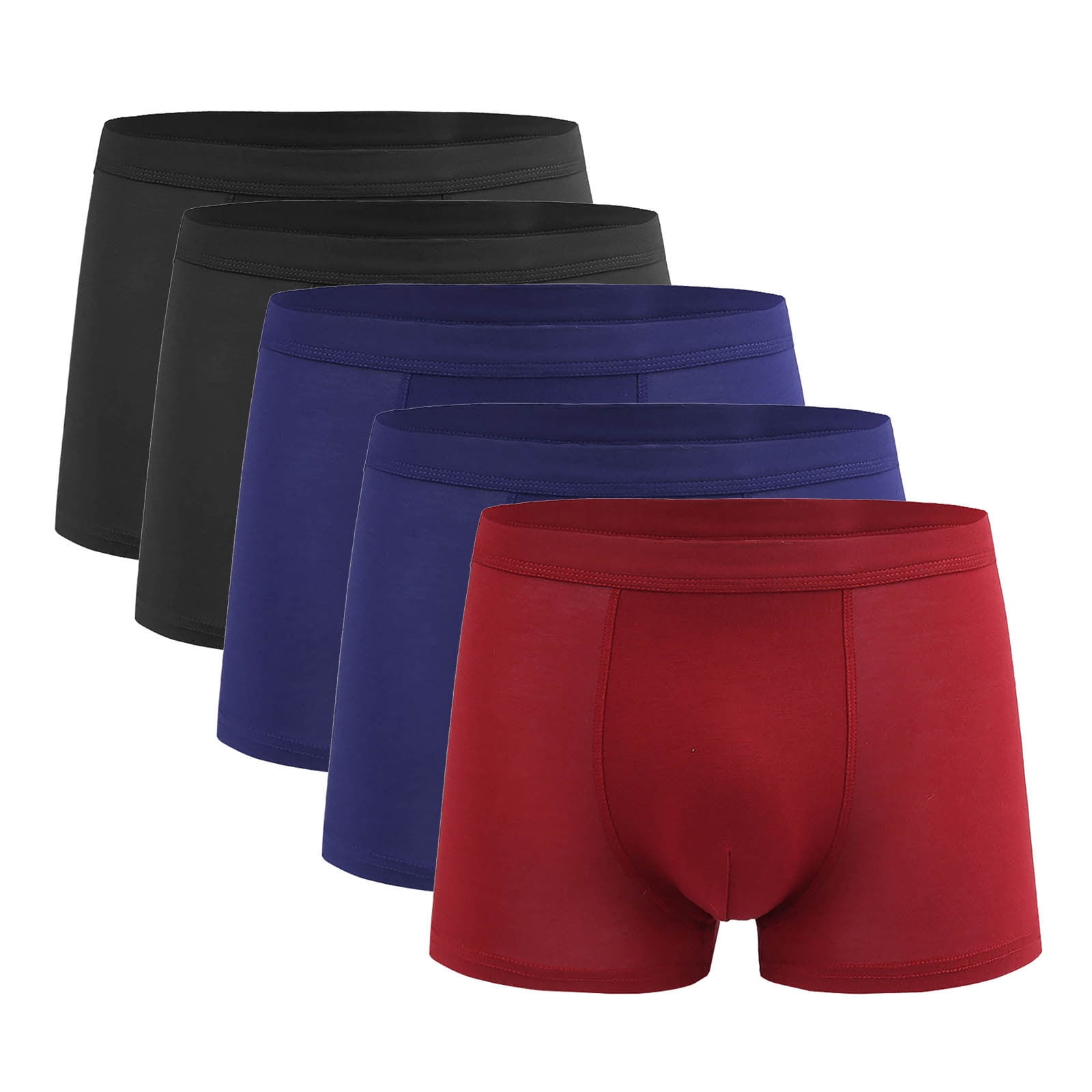 Qulqfy Mens Boxer Briefs With Pouch 5 Pack Big & Tall Stretch Boxer Briefs Comfortable Moisture Wicking Breathable Men's Briefs Underwear 4XL