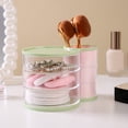thumbnail image 4 of Wzzjkit 3 Compartments Powder Puff Storage Box Rotating Dusts Proof Dressing Table Desktop Lipstick and Makeup Brush Storage Tube Storage Rack, 4 of 6