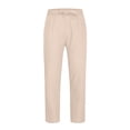 thumbnail image 3 of WRKEKC Casual Pants for Men Cotton Linen Drawstring Elastic Waist Linen Pants Solid Color for Comfort Wear, 3 of 5