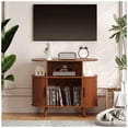thumbnail image 4 of Bingirl Armoire de Rangement pour Disques Vinyles : Support de Tourne-Disque Mi-Siècle Moderne avec Plateau Tournant Rond en Bois, Station de Recharge et Étagères Ouvertes - Convient à la Chambre et au Salon (Finition Noyer), 4 of 8