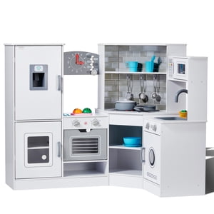 VEVOR Kitchen Playset Kids Pretend Cooking Play Toy 24 Accessoires de pièce Blanc