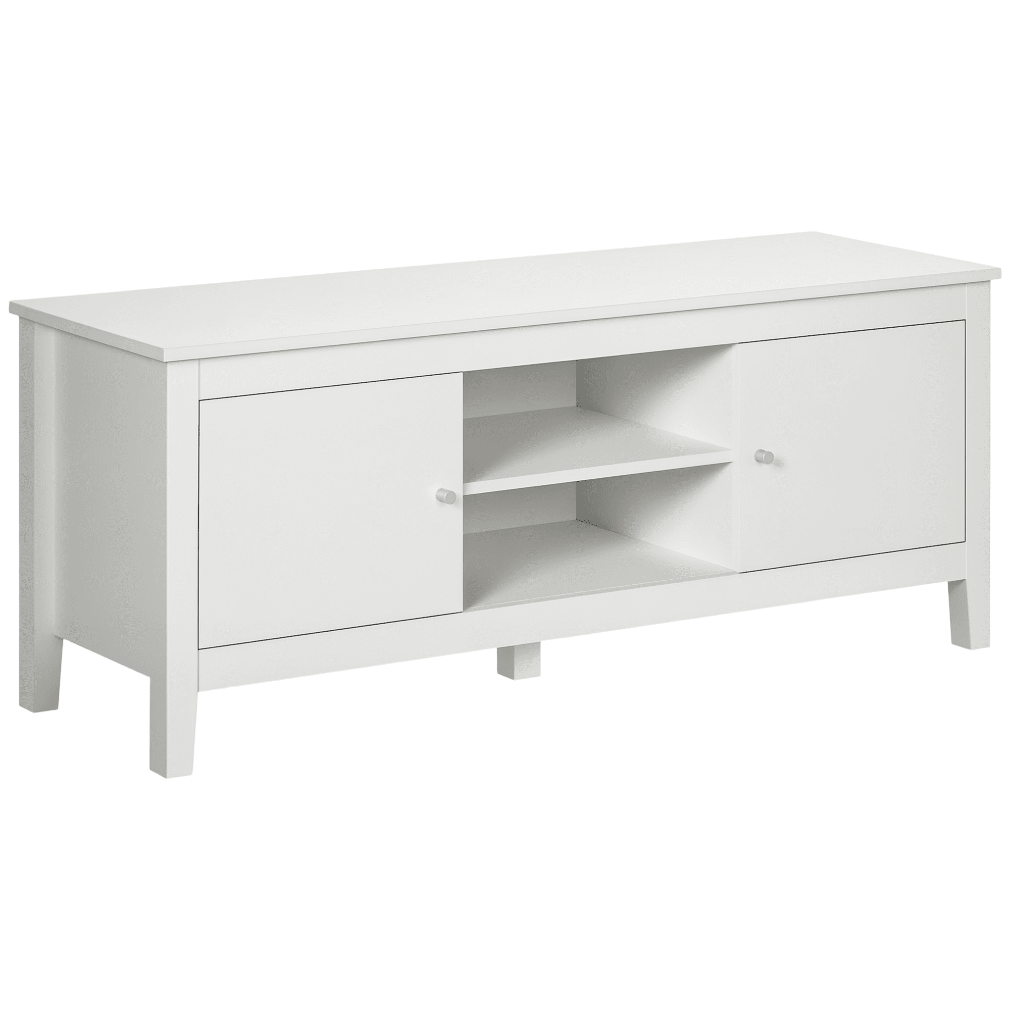 HOMCOM Cabinet TV pour téléviseurs jusqu'à 55 po avec étagères et portes, Blanc
