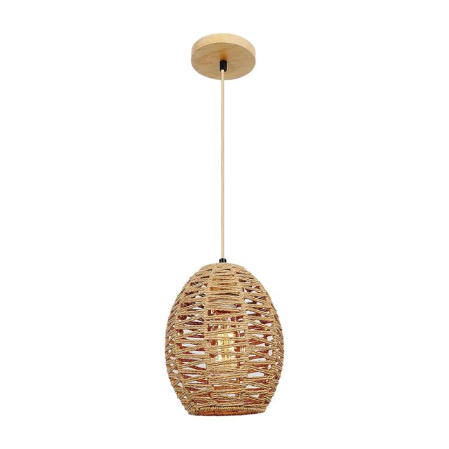 Plafonnier Suspendu à DEL pour Bar, Îlot de Cuisine et Véranda par Beloving. Présente un design Tressé unique avec un Matériau en Bois Multicolore, Mettant en Valeur une Esthétique Moderne Minimaliste. le Luminaire Suspendu Comprend un Cordon Ajustable jusqu'à 47,2 Pouces et un Abat-Jour Mesurant 9,84 Pouces par 7,28 Pouces. Idéal pour Divers Espaces comme les Cuisines, les Salles à Manger, les Chambres et les Entrées. Facile à Installer et compatible avec les Ampoules E26.
