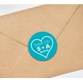 thumbnail image 3 of Darling Souvenir Round 45 Pieces Heart Thank You Stickers Personalized Bride Groom Initials And Date Envelope Seals-Turquoise Blue, 3 of 4