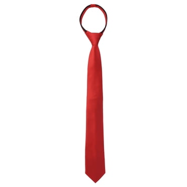 INSPIRE CHIC Cravate Mince pour Homme Pré-Nouée Unie à Fermeture Éclair Ajustable pour Mariage Marié Rouge Taille Unique