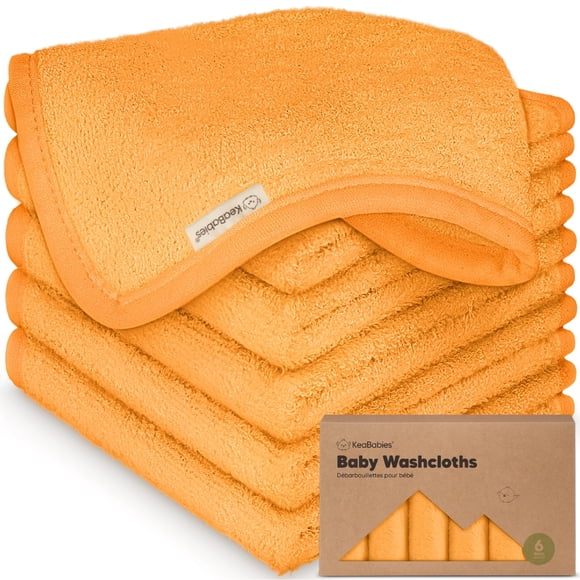 6-Pack Baby Washcloths - Soft Viscose from Bamboo Washcloth Baby Wash Cloths for Newborn Kids Bath Baby Towels Face Towel Face Cloths for Washing Face (Carrot)