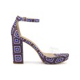 thumbnail image 3 of BLISSFUL STEP Women's Printed Clear Platform Block Heels Sandals Purple 10, 3 of 7