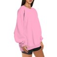 thumbnail image 4 of Hauts à Manches Longues pour l'Été Mode Femme Manches Longues Col Rond Chandail en Molleton Ample Blouse Unie, 4 of 10