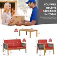 thumbnail image 2 of Gymax 8PCS Patio Acacia Wood Furniture Set PE Rattan Conversation Set w/ Red Cushions, 2 of 10