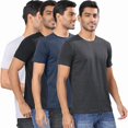 thumbnail image 2 of London Hills T-Shirts à Col Rond pour Hommes – Lot de 4 T-Shirts Unis en Mélange de Coton / Coupe Régulière, Manches Mi-Longues, Multicolore / Basiques Doux et Respirants pour le Quotidien, 2 of 7