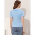thumbnail image 4 of INSPIRE CHIC Chemise à Col Boutonné pour Femme Peter Pan m Bleu Clair, 4 of 5
