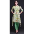thumbnail image 3 of Bimba Kurti Asymétrique à Imprimé Floral et Feuilles Vertes pour Femmes, Robe d'Été Indienne, Tunique, Très Grand, 3 of 6