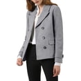 thumbnail image 2 of INSPIRE CHIC Women's Winter Worsted Notched Lapel Double Breasted Short Peacoat, 2 of 7
